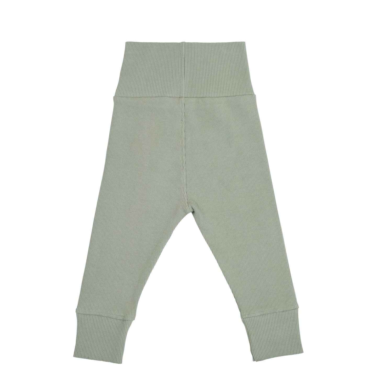 Back flat lay of sage green legging pant