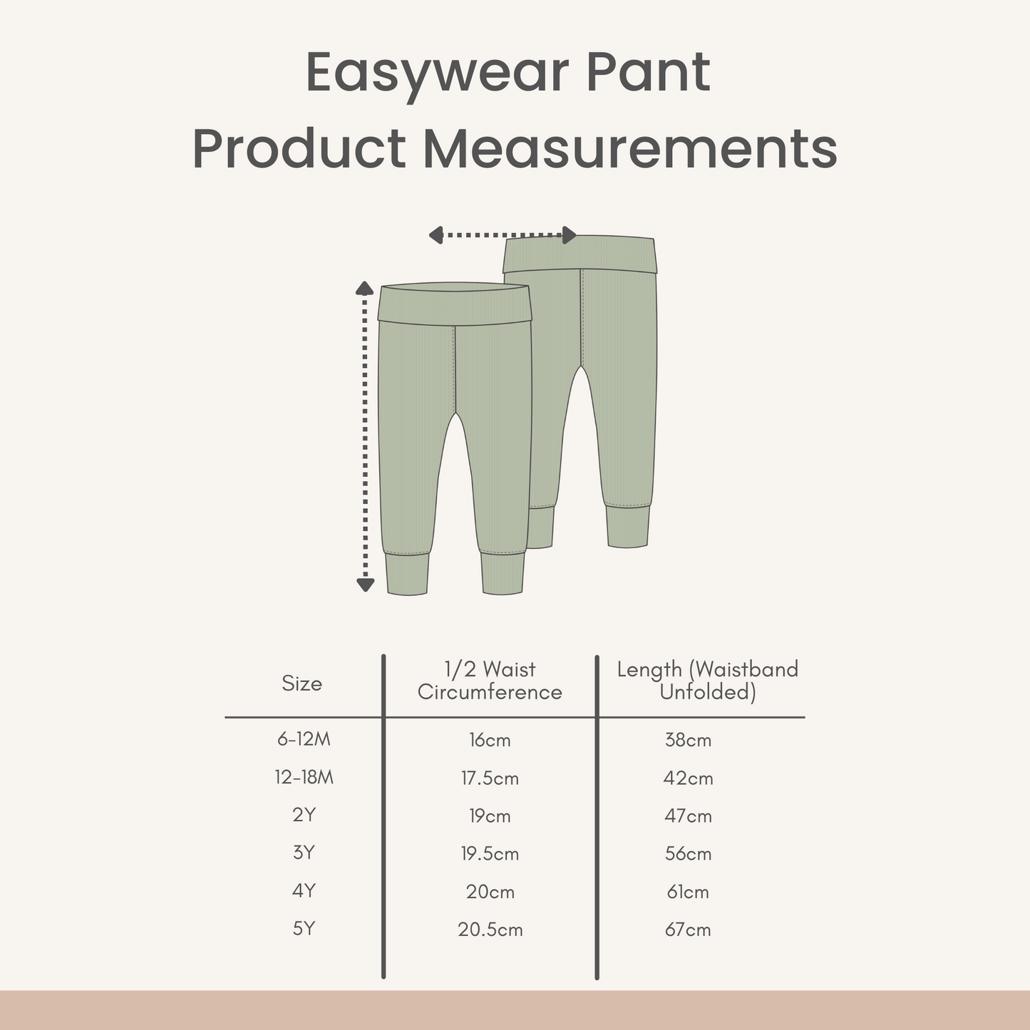 Product Measurements for our Easywear Pant