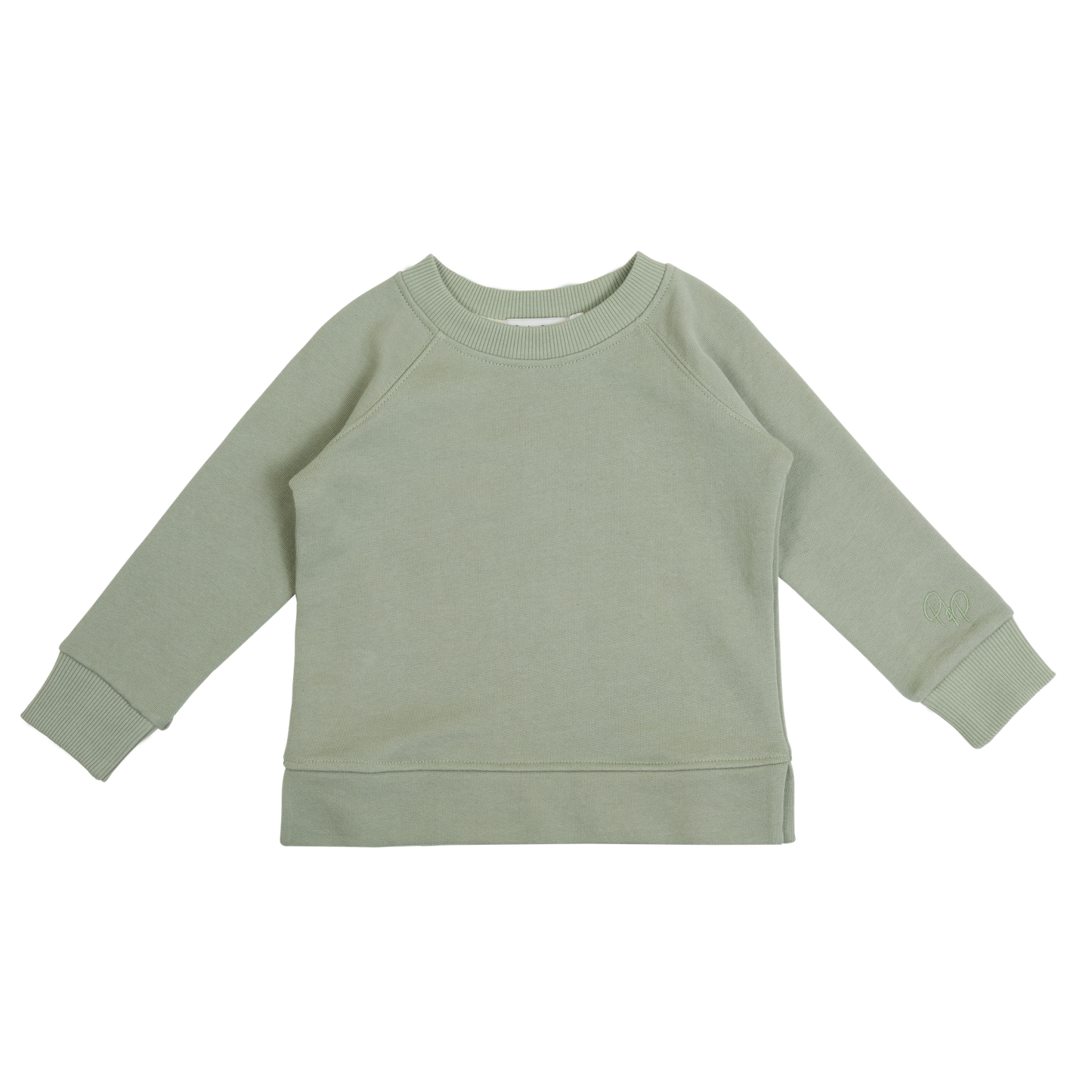 Front flat lay of sage green sweatshirt