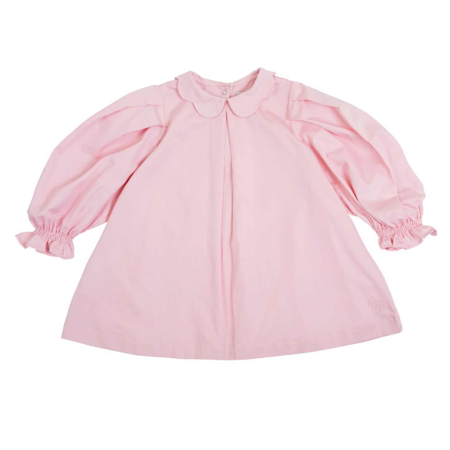 Scallop collar smock dress flat lay front view showing collar details