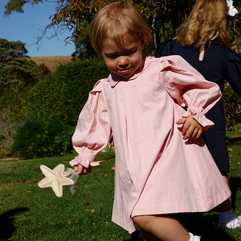 Girls Scallop Collar Smock Dress