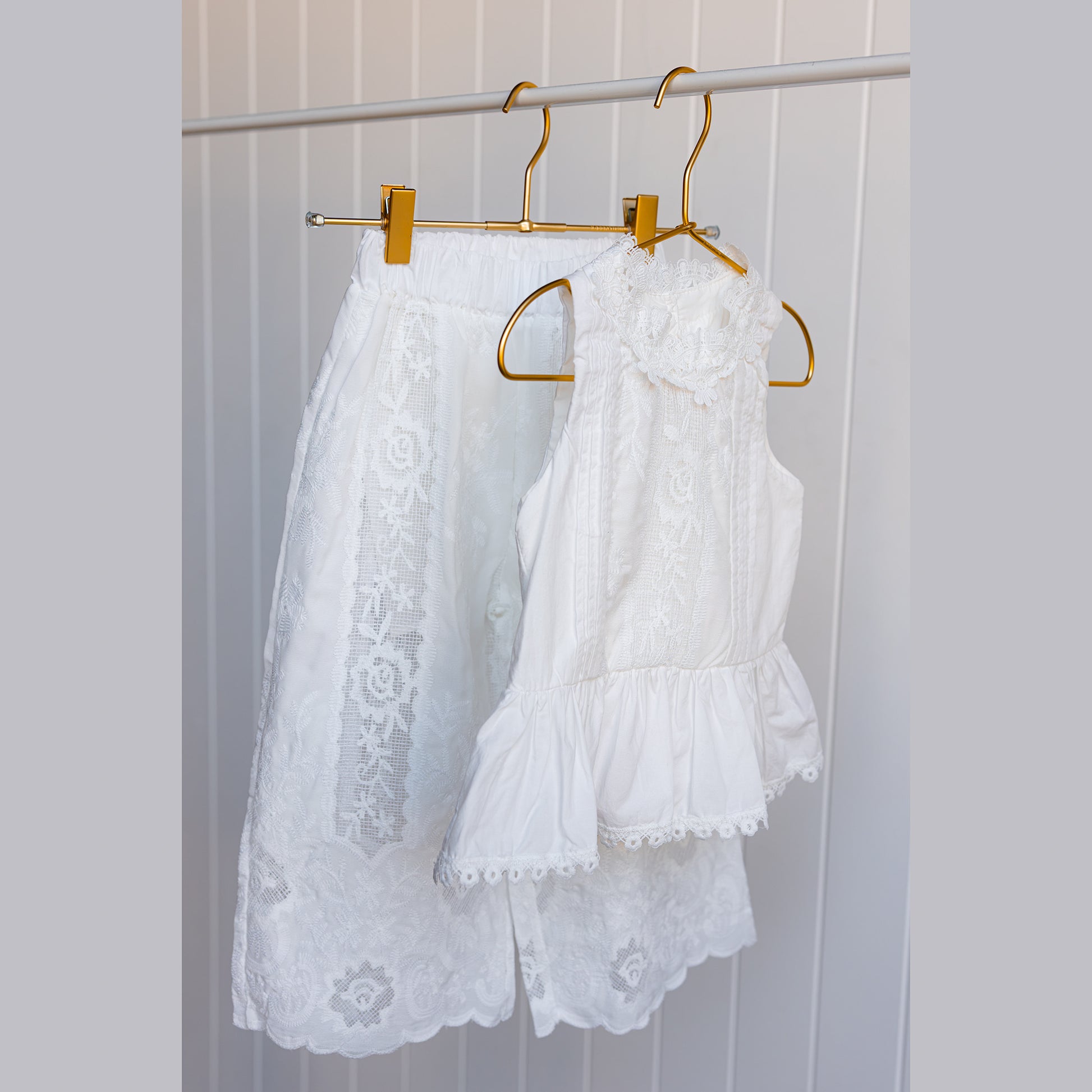 Broderie Lace Top & Wide-Leg Pants Set