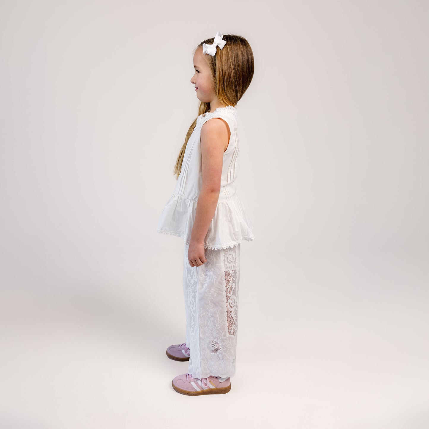 Broderie Lace Top & Wide-Leg Pants Set