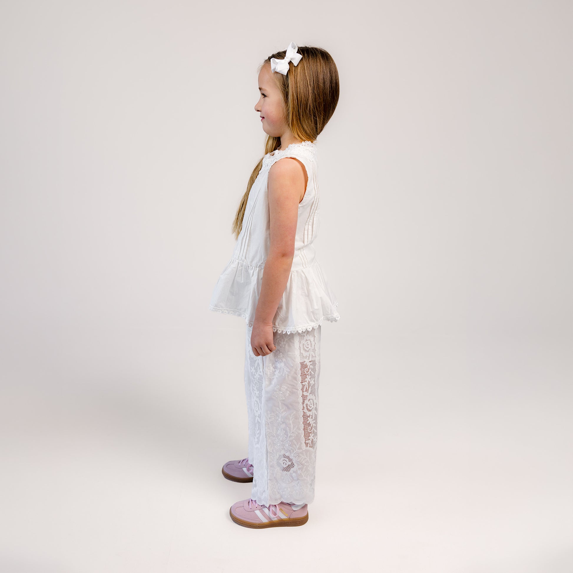 Broderie Lace Top & Wide-Leg Pants Set