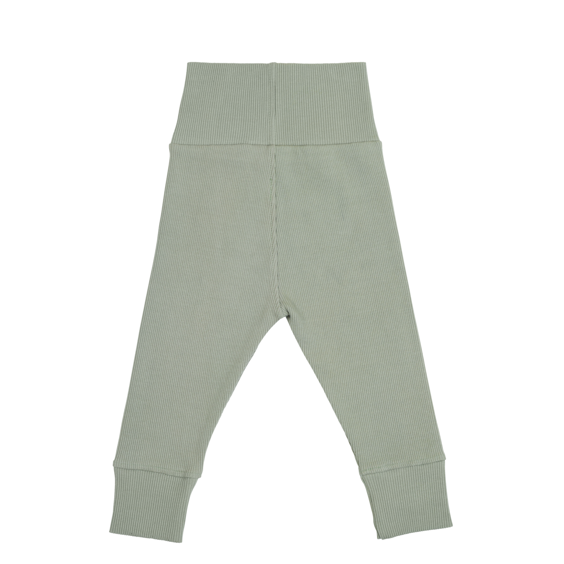 Back flat lay of sage green legging pant