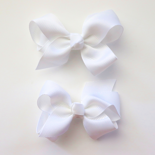 Mini Hair Bows in White