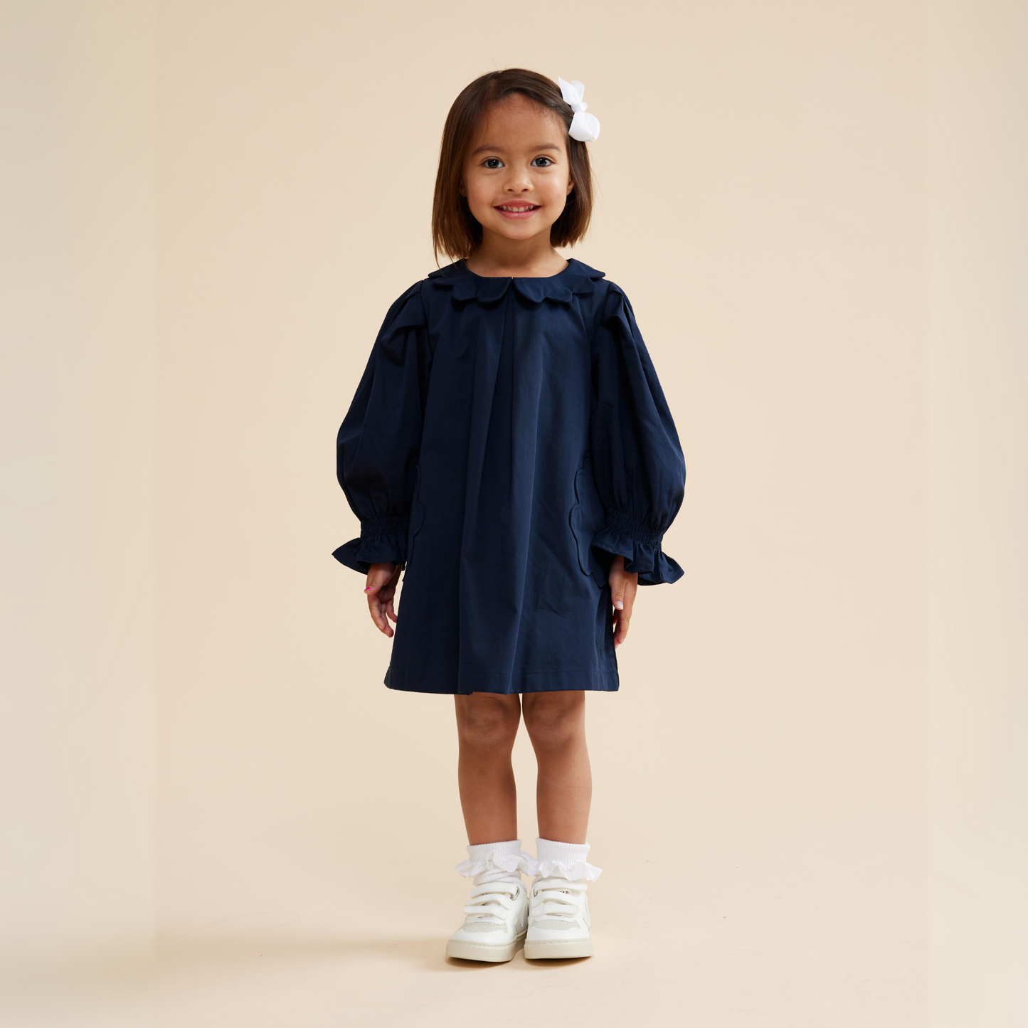 Scallop Detail Smock Dress