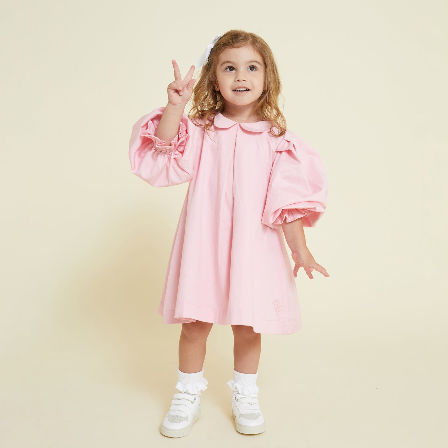 Scallop Collar Smock Dress and Bubble Shortie Set